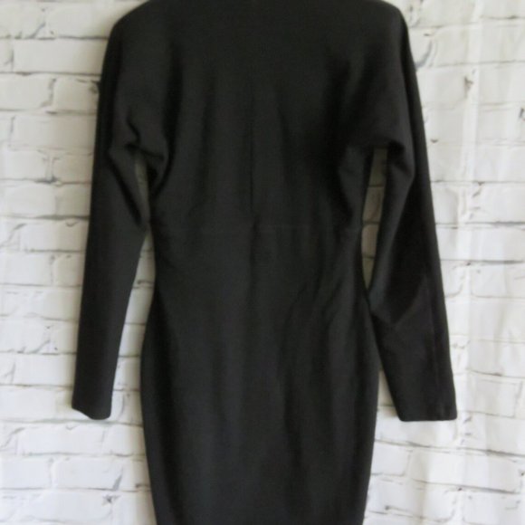 Vintage 1980s Little Black Hip Hugging Sexy Dress With Spandex - Picture 3 of 4